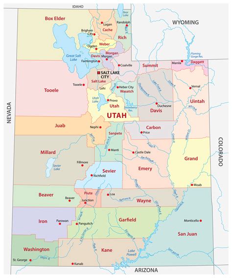 A map of counties in Utah